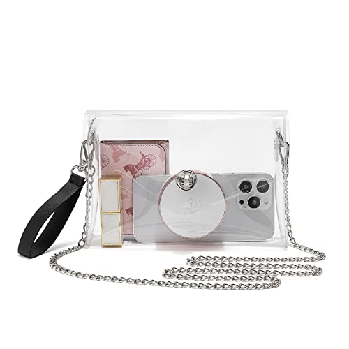 Clear Purse Stadium Approved,Small Clear Crossbody Bag for Women,See Through Handbag Clutch Shoulder Bag