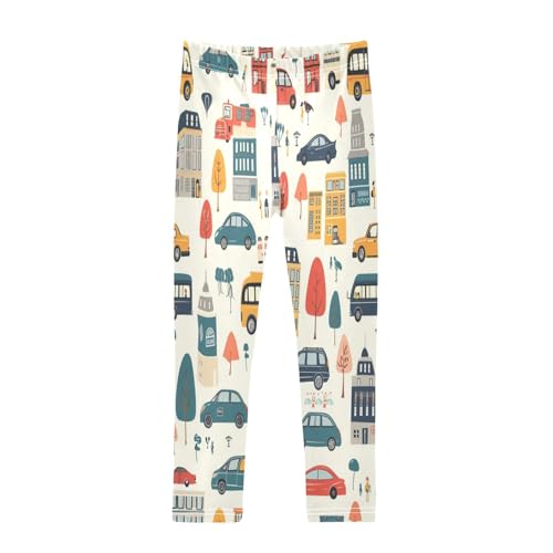 Toddler Girls Leggings Printed Yoga Pants Leggings Blue Car Green Tree for Kids