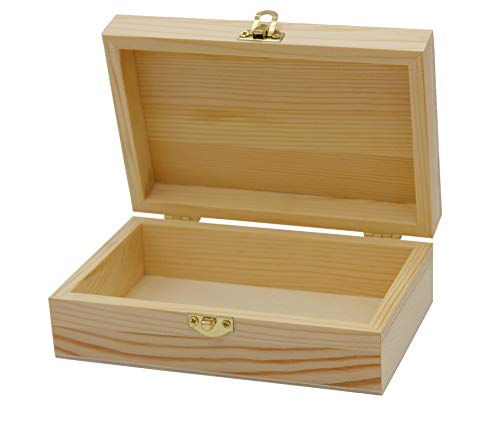 Creative Hobbies Unfinished Wood Craft Box – Light Unfinished Wood with Clasp – Make Your Own Gift, Jewelry, Photo Storage - Decorate with Paint, Ribbon, Decoupage and More – 6' x 4' x 2' (1)