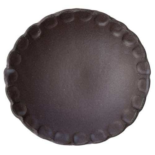 丸伊製陶 信楽焼 へちもん プレート 皿 直径約12cm 紫舞 ブラウン MR-3-4147