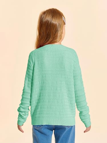 Image of Haloumoning Girls Button Down Cardigan Jackets Kids Long Sleeve Cable Knit Sweaters 5-14 Years