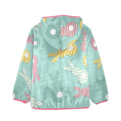 OTVEE Colorful Easter Bunny Kids Hoodie Jacket Fall Spring Full Zip Warm Outwear Coat2