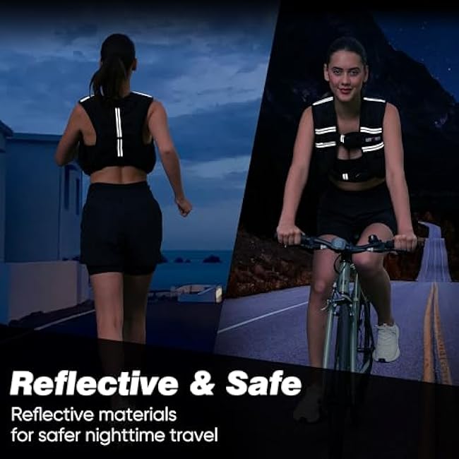 Weighted Vest, 6lbs/8lbs/12lbs/16lbs/20lbs/25lbs/30lbs Weights Vest for Women Men with Reflective Stripe for Workout, Strength Training, Running, Walking