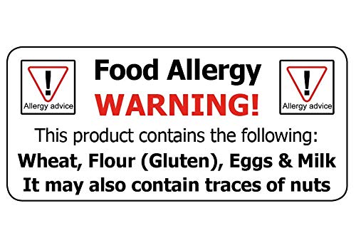 Price Stickers 500 19 X 45Mm Allergy A Food Allergy/Allergen Advice Warning Stickers - Professionally Printed