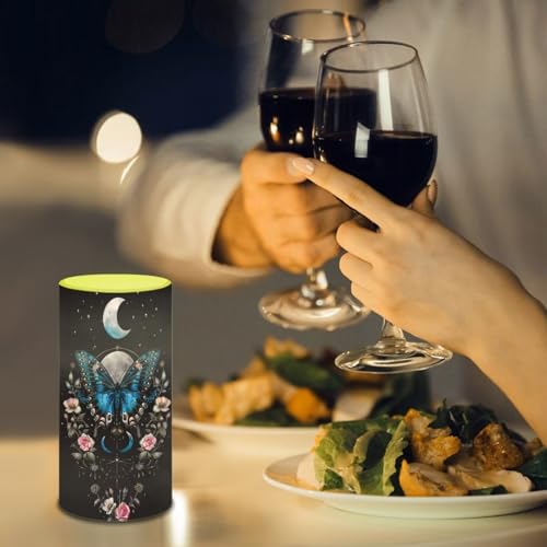 Image of Poceacles Butterfly Flower Moon Black Flameless Candle with 18 Key Remote 4 /8 Hours Timing Color Changing, Flickering Wick Realistic Votive Electric Candle for Desktop Home Decoration