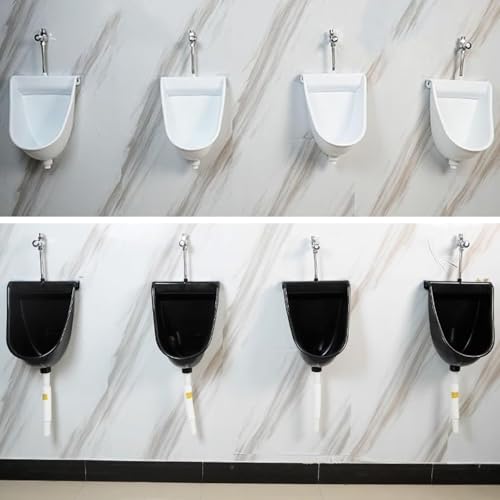 Orinal para hombres comercial, de plástico, montado en pared, sin agua, con manguera y válvula de descarga, para baños públicos, garajes y pequeños baños al aire libre (negro) miniatura 3