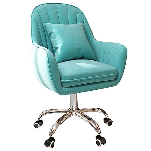 Silla de oficina ergonómica con ruedas giratorias de 360° para el hogar, oficina, sala de estar, dormitorio, cómoda silla de escritorio con asiento tapizado y reposabrazos