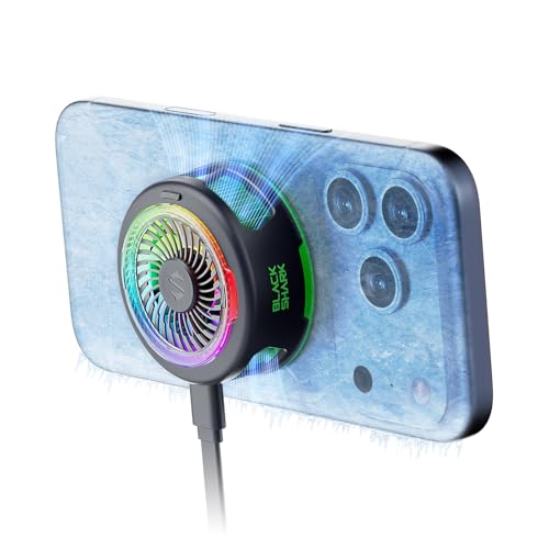 Black Shark FunCooler 6 Magnetic Phone Cooler für Gaming Tragbarer Handy Kühler mit RGB-Beleuchtung Handy-Kühlventilator für iPhone Magnetischer Series/Tablet/iPad (Schwarz)