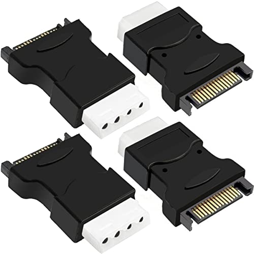 Xiatiaosann 15Pin SATA Stecker auf Molex 4Pin IDE Adapter, LP4 Buchse f&uuml;r Festplatte HDD Stromkabel Konverter, 4 St&uuml;ck