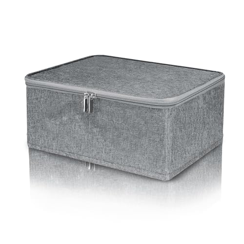 FAINCA Pieghevole Scatola Porta Oggetti 30 x 20 x 14 cm con Coperchi Scatole Portaoggetti Grigio Scatola Armadio per Conservare Vestiti Effetti Personali (Senza Serratura)