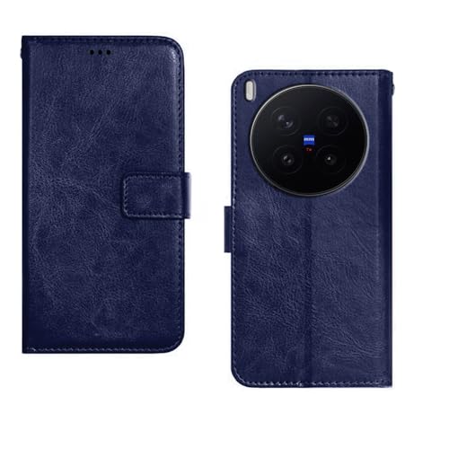 amazon basics Vivo X300 Pro 5G Flip Cover | Card Pockets Wallet & Stand | Flip Cover for Vivo X300 Pro 5G (Blue)