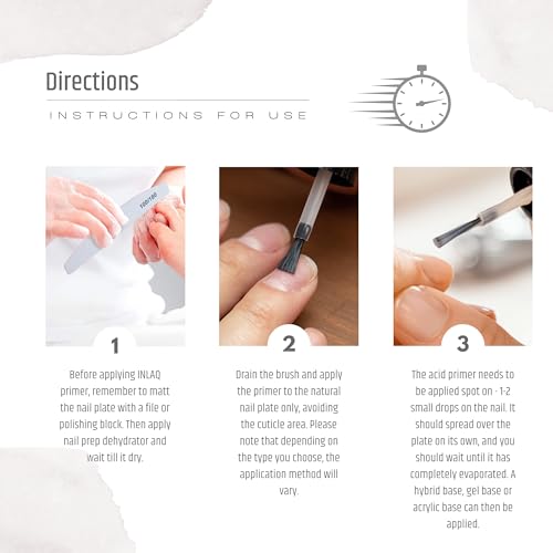 INLAQ® HEMA Free Acid Primer for Gel Nails 7ml - Acid Primer Bonding Agent Gel Nails Acrylic Nails Nail Primer - Nail Primer Bonder Base Coat - Image 5