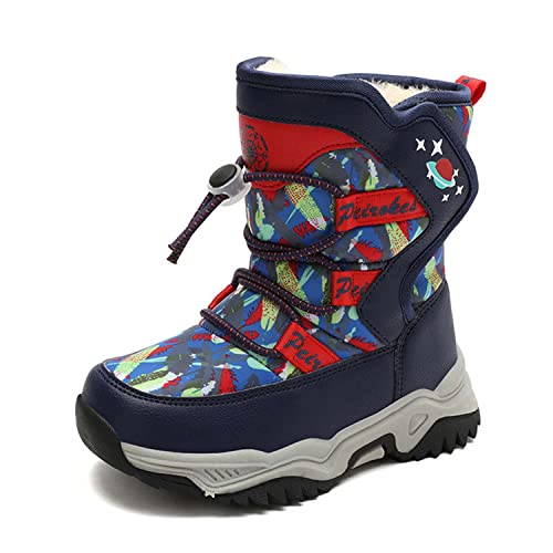 CERYTHRINA Girls Boys Snow Boots Kids Outdoor Winter Shoes Warm Fur Lined Hight-Cut for Outdoor Skiing Bootie