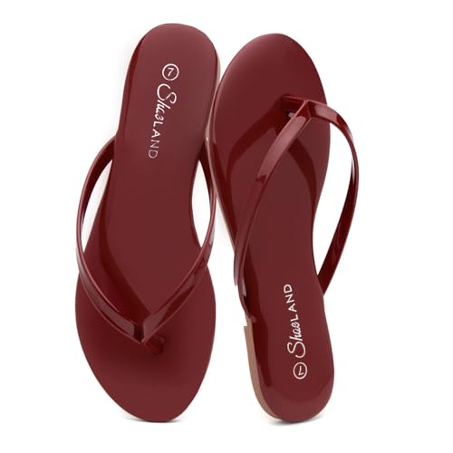 Image of Shoe Land Thong Flip Flops for Women, Memory Foam Flat Sandals, Lightweight Summer Slides, Non Slip Comfort Sandals for Beach, Travel and Everyday Wear