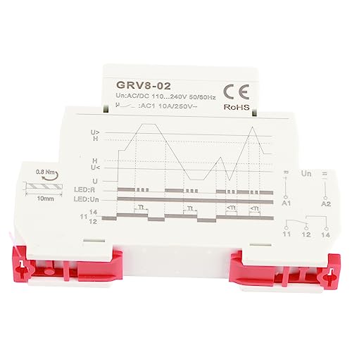 Relé de control de voltaje monofásico GRV8-02 para protección contra sobrevoltaje en carril DIN 5