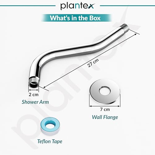 Image of Plantex 11-Inch S-Shaped Shower Arm for Overhead Shower /Stainless Steel Shower Arm Pipe /Wall Mount ShowerArm for Bathroom Fitting with -Inch Thread - Pack of 1 (Chrome)