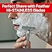 Feather - All Stainless Steel Double Edge Safety Razor AS-D2 - Luxurious Single Blade Razor for Men with Heavy Weight Handle - Built for Closer Shave - Includes 5 Hi-Stainless Blades - Made in Japan