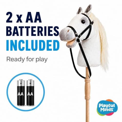 Image of Nature Bound Plush Handcrafted Hobby Horse Stick Pony Provides Fun Pretend Play for Toddlers, 36-Inch with Sound Effects (White)