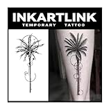 INKARTLINK Tattoo Tech, 2 Sheets Large Semi Permanent Tattoo, Adult Art Design Temporary Tattoos, Lasts 1-2 Weeks, Waterproof, Realistic Look, No Adhesive, No Reflection (Coconut Tree Design)