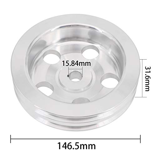 Image of KIPA Aluminium Double groove Power Steering Pump Pulley For Chevy SBC BBC With key-way power steering units through 1984 with a 5 /8 inch Shaft Satin Aluminium Finish Durable 2-Groove 8848-1