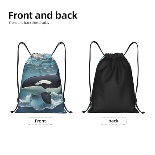 Drawstring Backpack Waterproof String Bag Orca Killer Whale Sport Gym Sackpack Cinch Sack for Yoga Travel4