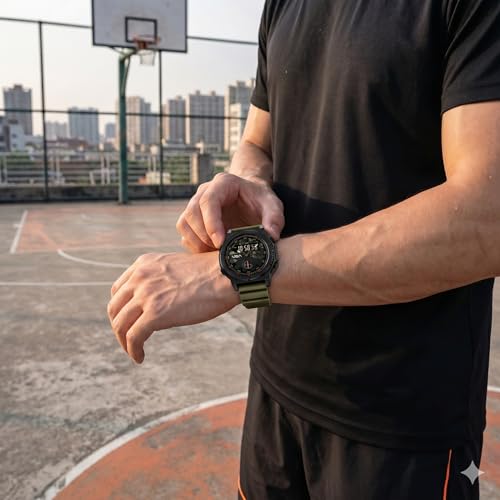 Image of V2A Stryke TERRAX 2855 Analog-Digital Watch for Men | Tactical Black Performance Dial with Digital Display | Rugged Everyday Sports & Outdoor Style Watch | 50M Waterproof