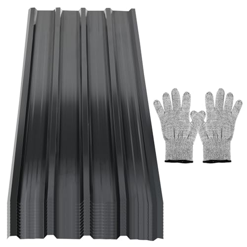 Vkechh 129cm x 46cm Chapa trapezoidal 12 piezas, placas de techo de acero galvanizado de 0,25 mm de espesor, chapas onduladas para techo, placas de techo de chapa, 7 m² chapa de techo color antracita