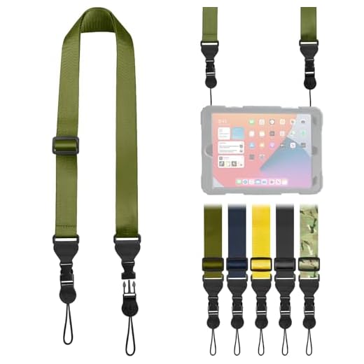 FIEIL Nylon iPad Strap, Adjustable Camera Neck Strap, Comfortable Shoulder Strap for iPad, Cellphone Tablet, Camera, Laptop, Binocular, Luggage Bag (Green Universal Neck Lanyard)