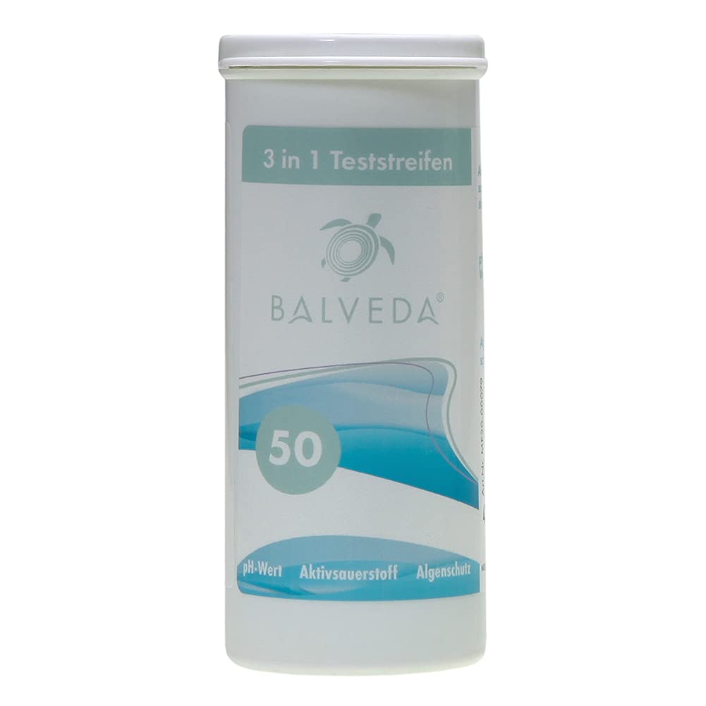 BALVEDA paski testowe 3 w 1, aktywny tlen, ochrona przed pH i algami, 50 sztuk