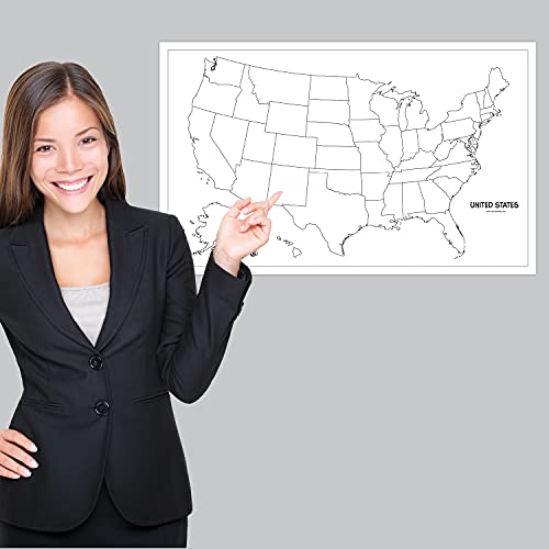 Palace Learning 1-WHITE/USA Blank Usa Map Outline Poster Laminated - 18 Inch X 29 Inch thumb #4
