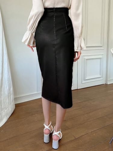 High Waist Side Slit Pencil Skirt Basic Women's Summer Casual Vinage Skirt3