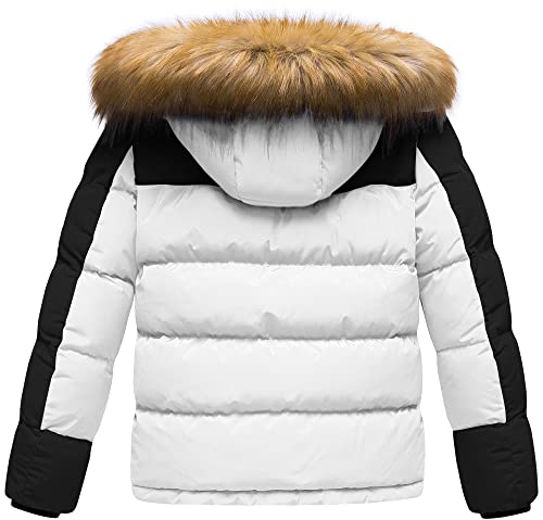 Creatmo Us Big Boys’hooded Down Alternative Coat Mid-Long Winter Puffer Fleece Jacket For Kids Black & White 14/16 #TOP1