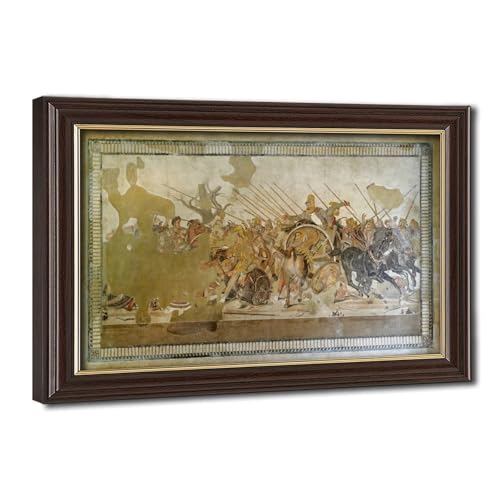 Toile Bataille d'Issus style mosaïque antique d'Alexandre le Grand, décoration murale à suspendre
