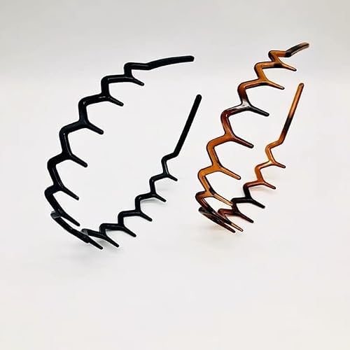 Calsgkspray 2Pcs Zigzag Headband Headband with Teeth Tooth,Plastic Wavy Comb Zig Zag Tooth Comb Plastic Hair Accessories