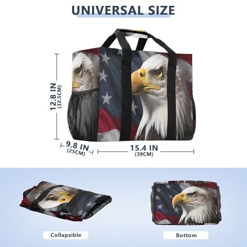 American Flag Bald Eagle Large Beach Bag Waterproof Beach Tote Bags for Women Travel Gym Pool3