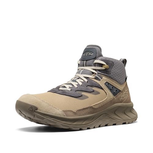 KEEN Mens Hightrail Mid Height Durable Lightweight Breathable Leather Waterproof Hiking Boots Safari/Steel Grey 11