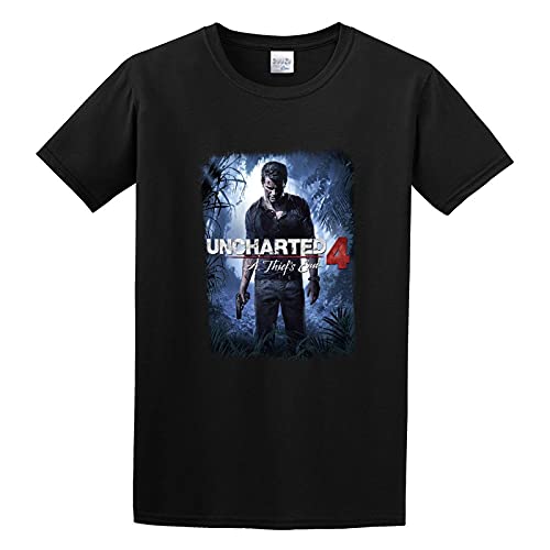 Uncharted 4 A Thiefs End Black - Camiseta estampada para hombre, Negro , M