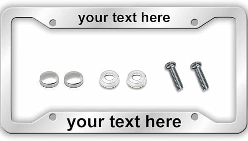 Marco de matrícula personalizado, soporte universal para placa de automóvil cromado, aluminio con tapas de rosca, 6.3 x 12.3 pulgadas, color blanco