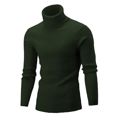 Mens High Neck Knitted Pullover Basic Slim Fit Casual Knits Sweaters Winter Solid Turtneck Knit Sweater