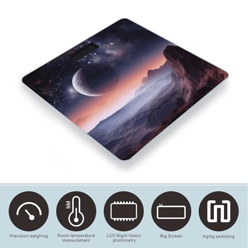Báscula digital de baño Galaxy Nature Planet con pantalla LCD y vidrio templado miniatura 3