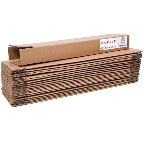 Image of Tall Cardboard Boxes 6 inchL x 3 inchW x 24 inchH (Pack of 20) - USA-Made Packing Boxes for Moving, Shipping, or Storage - USPS, UPS, FedEx Approved - Professional Packing Supplies for Moving | USA-Made Packing Boxes for Moving, Shipping, or Storage - USPS, UPS, FedEx Approved - Professional Packing Supplies