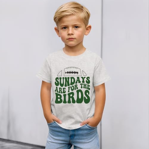 Ritatte Toddler Boy Girl Football Game Day Shirt Sundays are for The Birds T-Shirt Kids Funny Football Fans Gifts Tees Tops(Gray,3-4T(100)) — view 5