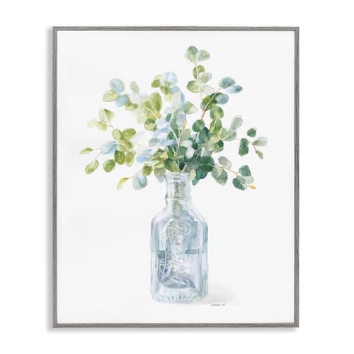 Stupell Industries Flower Jar Still Life Green Blue Painting, 16 x 20, Multi-Color