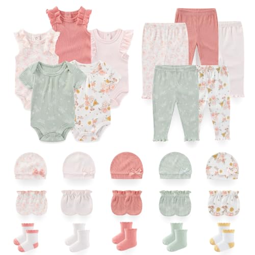 Image of BABYSOLIS Unisex Baby Boy Girl Pant Sets Bodysuits Hats Gloves Socks Accessories 25 Pack Cotton Infant Practical Outfit