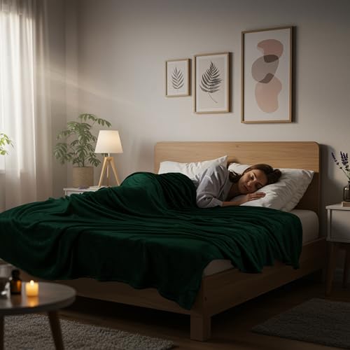 Image of Utopia Bedding Fleece Blanket Throw Size Forest Green 300GSM Luxury Anti-Static Fuzzy Soft Microfiber Blanket for Couch, Sofa and Bed (50x60 Inch)