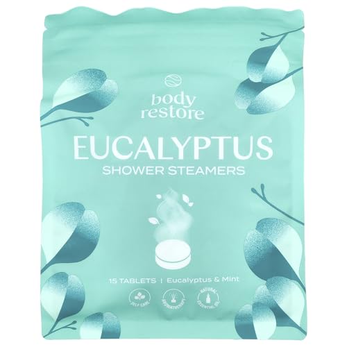 Body Restore Shower Steamers Aromatherapy 15 Pack Fathers Day Gift for Dad Birthday Gifts for Women & Men Spa Stress Relief & Relaxation Self Care Gifts Premium Eucalyptus Essential Oil Tablets