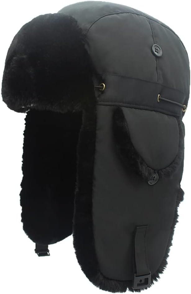 Winter Men Warm Bomber Hat Russian with Earmuffs Beanie for Outdoor Skiing and Windproof