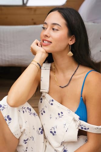 SOFYBJA 18K Gold Plated Flat Brushed Ginkgo Leaf Lightweight Earrings Statement Geometric Long Drop Dangle Earrings for Women - Image 5