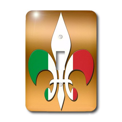 Interrupteur à baïonnette de prestige fleur de lis or et drapeau italien 3dRose - 3