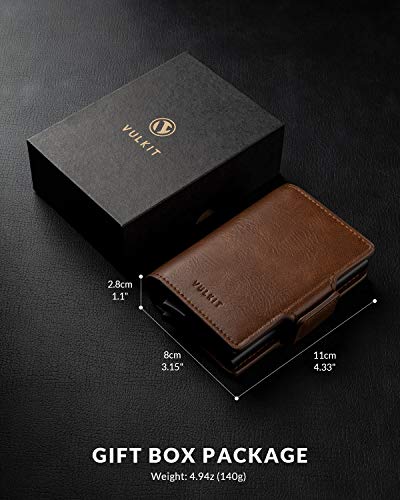 Image of VULKIT Credit Card Holder RFID Blocking Leather Automatic Pop Up Wallet Magnetic Wallet Double Card Case for Men and Women